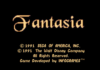 Fantasia title screen for Sega Genesis